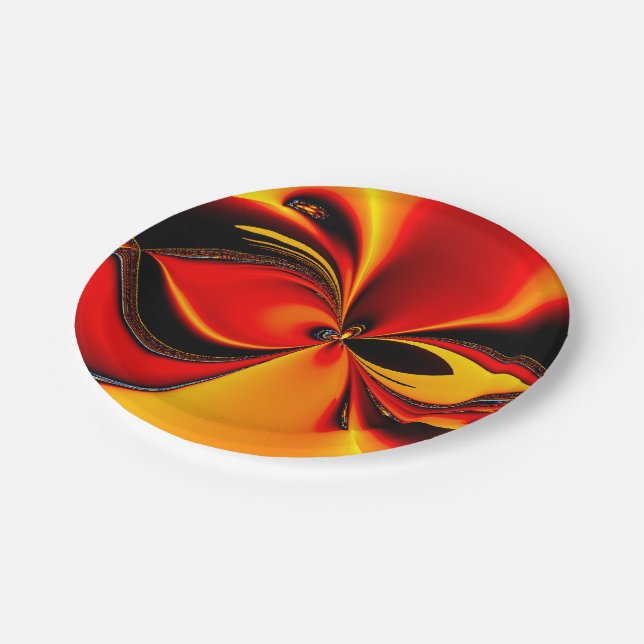 Plato De Papel Fractal Furia Naranja (Angular)