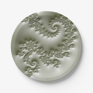 Plato De Papel Fractal verde pálido