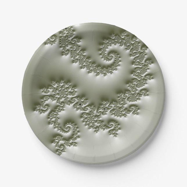 Plato De Papel Fractal verde pálido (Anverso)