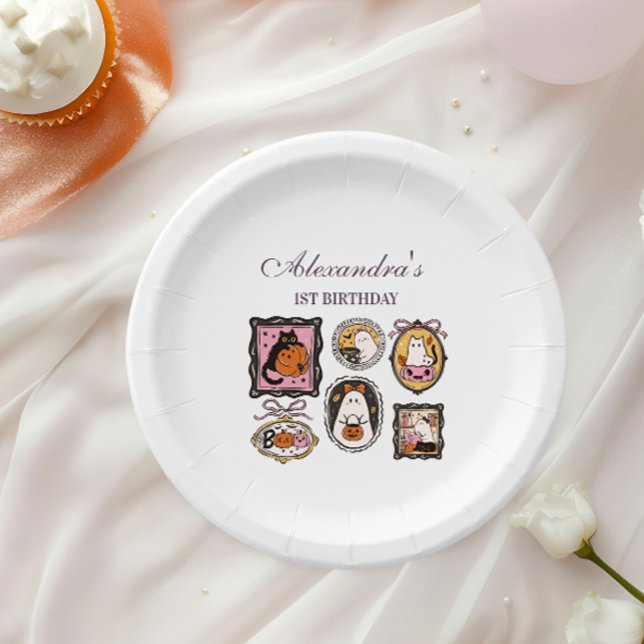Plato De Papel Framed Ghost & Cat Halloween 1st Birthday (Subido por el creador)