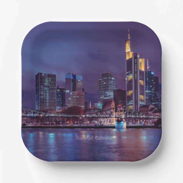 Plato De Papel Fráncfort Alemania de noche (Anverso)