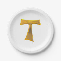 Franciscan Tau Cross Pax Et Bonum Gold Metallic