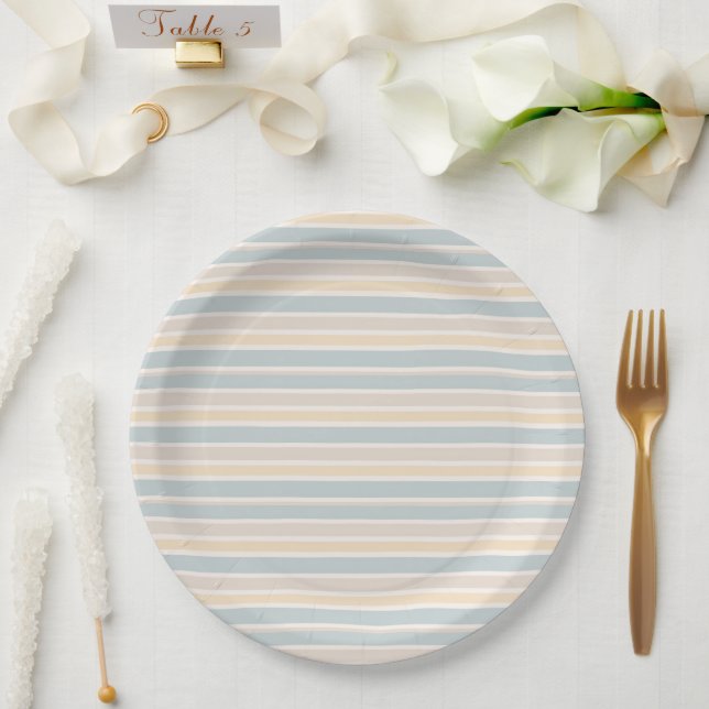 Plato De Papel Franja Costera de Hamptons (Boda)