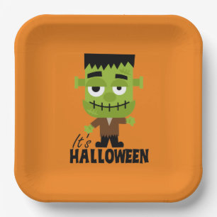 Plato De Papel Frankenstein es Halloween