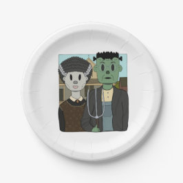 Plato De Papel Frankenstein y novia de Frankenstein