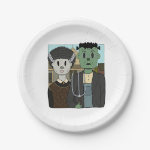 Plato De Papel Frankenstein y novia de Frankenstein