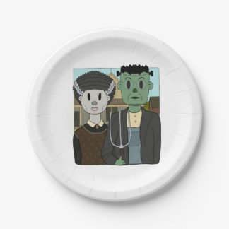 Plato De Papel Frankenstein y novia de Frankenstein