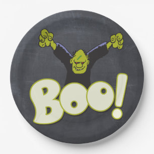 Plato De Papel Frankie Monster Frankenstein Halloween Black Chalk