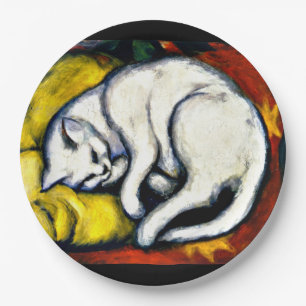 Plato De Papel Franz Marc - El gato blanco, pintura de arte fina,