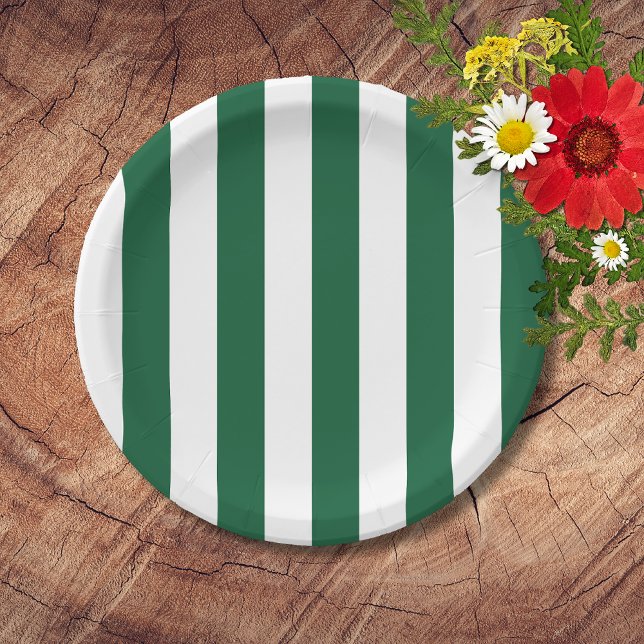 Plato De Papel Frasco clásico de época franjas verde y blanca (Subido por el creador)