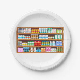 Plato De Papel Frascos y Suministros de Medicamentos de Farmacia 