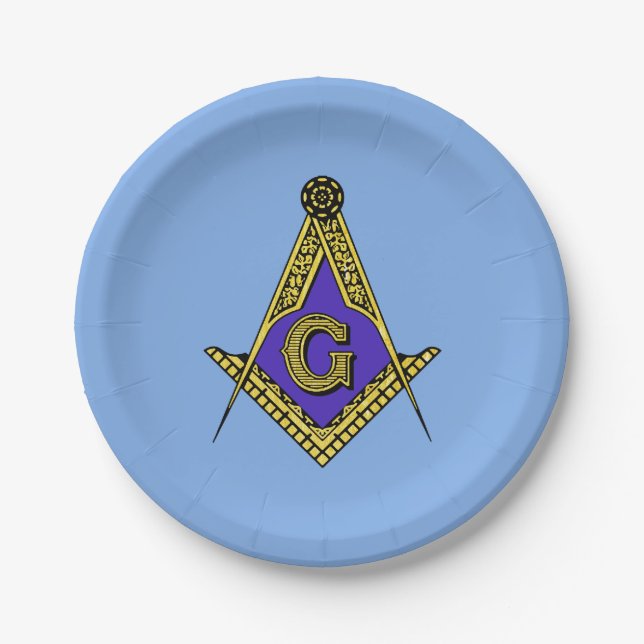 Plato De Papel Freemason (azul) (Anverso)