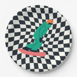 Plato De Papel Freerid Snowboarder En Green Suit Checkpoint