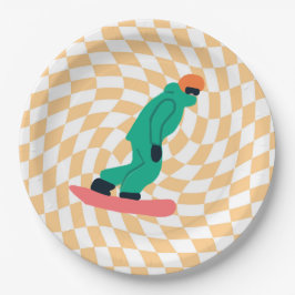 Plato De Papel Freerid Snowboarder En Green Suit Checkpoint
