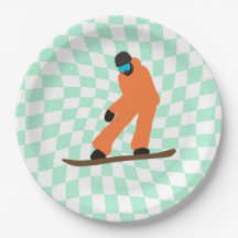 Freerid Snowboarder En Naranja Suit Checkered