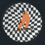 Plato De Papel Freerid Snowboarder En Naranja Suit Checkered<br><div class="desc">ilustracion de Guay caprichoso arte de coloridos snowboard,  snowboard downhill in mountain,  on new snow en polvo. Snowboard y deportes al aire libre de Navidad. Regalos de Snowboard. Regalos del equipo de Snowboard. Retro rebajó los cheques de snowboard a cuadros.</div>