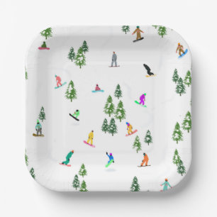 Plato De Papel Freeride Snowboarder Ilustracion Snowboarding
