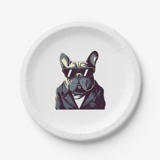 Plato De Papel Frenchie El Hombre Fiesta (Anverso)