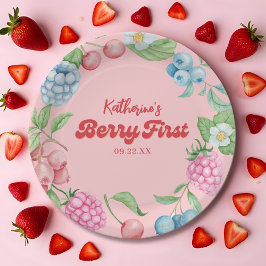 Plato De Papel Fresa 1er cumpleaños Berry primer cumpleaños chica