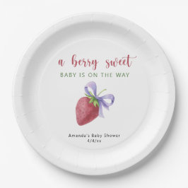 Plato De Papel Fresa acuarela y arco Ducha bebé