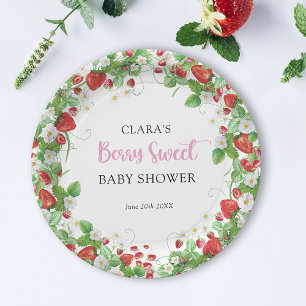 Plato De Papel Fresa Baby Shower Berry Sweet
