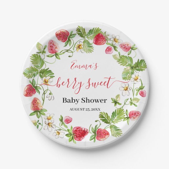 Plato De Papel Fresa Baby Shower Summer Berry Sweet (Anverso)