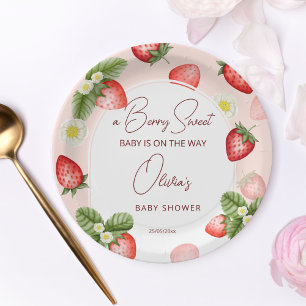 Plato De Papel Fresa bebé ducha berry dulce plantilla