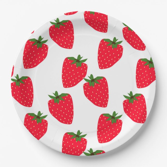 Plato De Papel Fresa benigna, patrón de fruta fresca (Anverso)