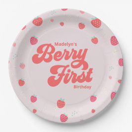 Plato De Papel Fresa Berry Primeros Cumpleaños Bolas de Verano