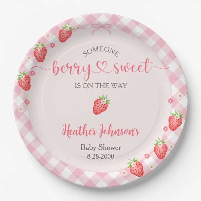 Plato De Papel Fresa Berry Sweet Baby Girl Baby Shower (Anverso)