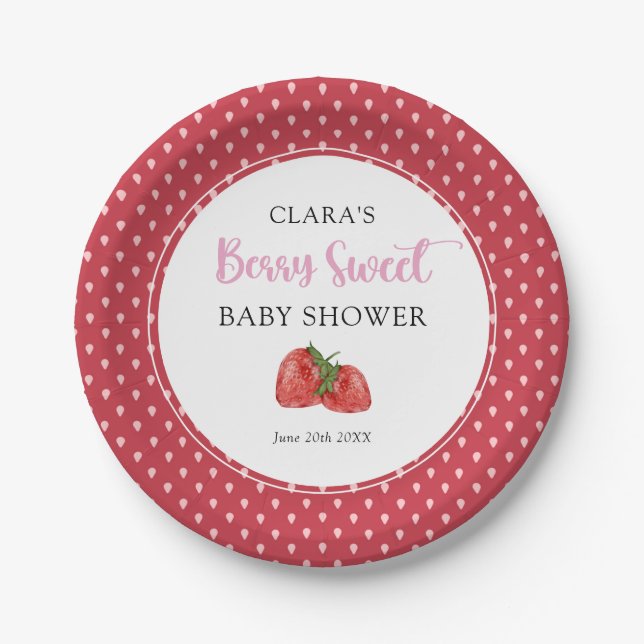 Plato De Papel Fresa Berry Sweet Baby Shower (Anverso)
