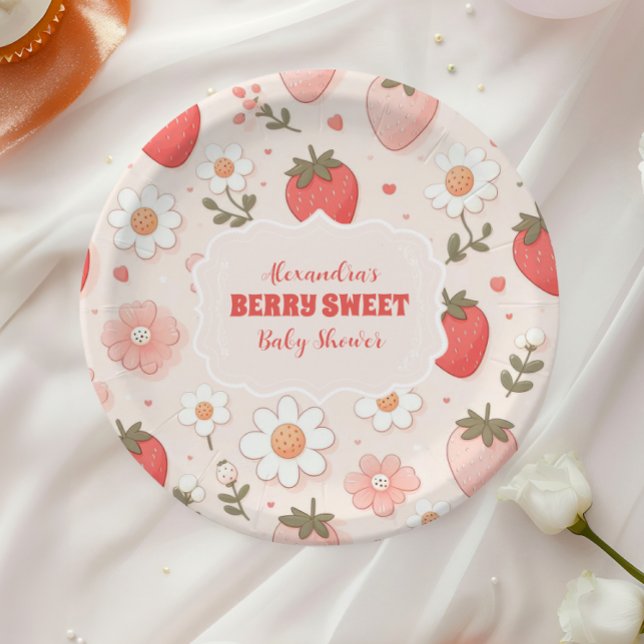 Plato De Papel Fresa Berry Sweet Baby Shower (Subido por el creador)