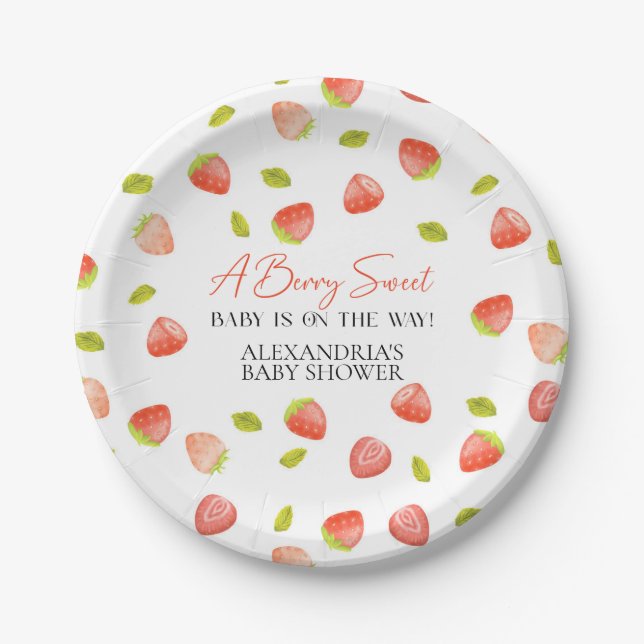 Plato De Papel Fresa Berry Sweet Baby Shower (Anverso)