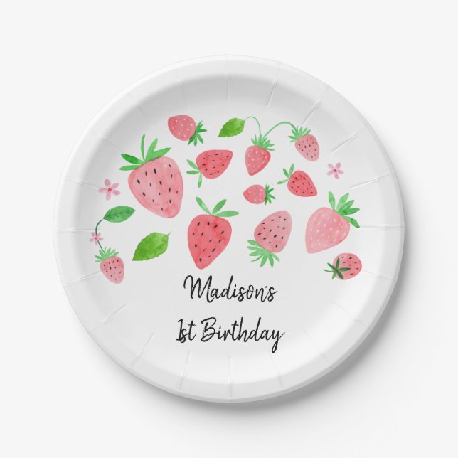 Plato De Papel Fresa Berry Sweet Birthday (Anverso)