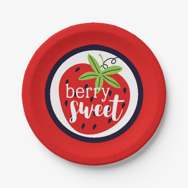Plato De Papel Fresa Berry Sweet Birthday Baby Girl (Anverso)