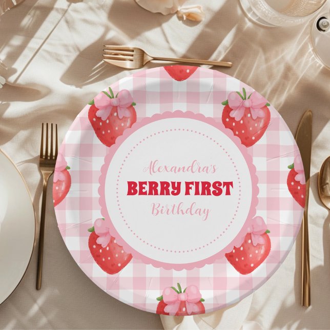 Plato De Papel Fresa Berry Sweet Boho Primer cumpleaños (Subido por el creador)