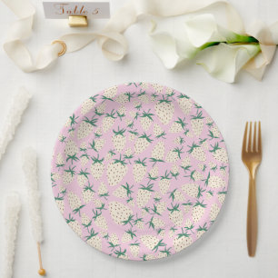 Plato De Papel Fresa Blanca Pineberry REGALO DE BODAS PERSONALIZA