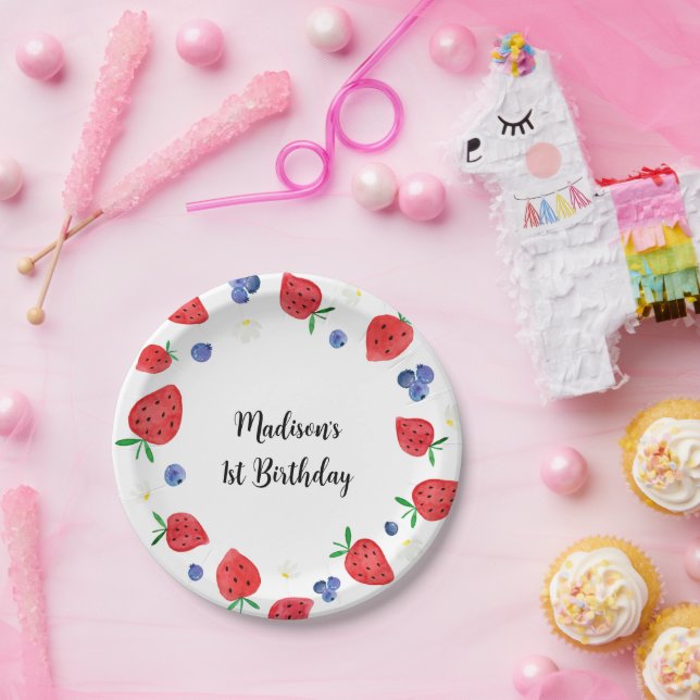 Plato De Papel Fresa Blueberry Berry Sweet Birthday (Fiesta)