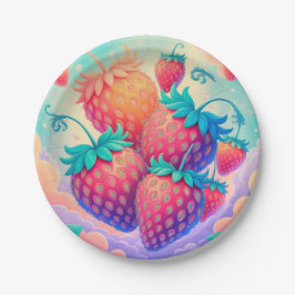 Plato De Papel Fresa colorida