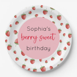 Plato De Papel Fresa Cumpleaños Berry Sweet