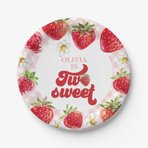 Plato De Papel Fresa Dos Dulces 2do Cumpleaños