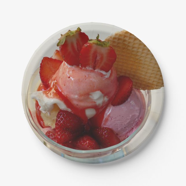 Plato De Papel Fresa dulce fruta helada postre dulce (Anverso)