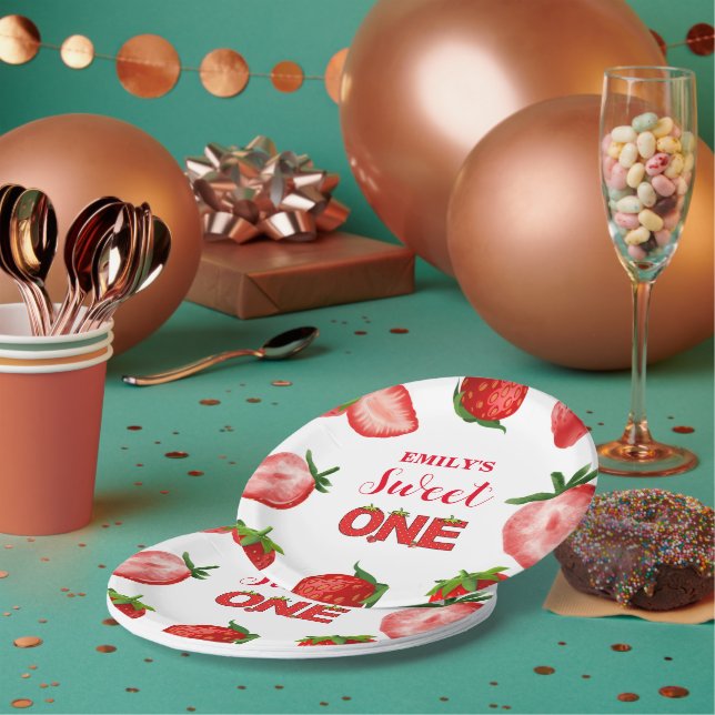 Plato De Papel Fresa dulce Gracias Cumpleaños| Berry Sweet (Multi)