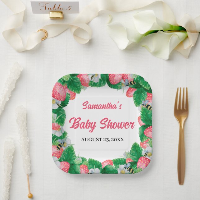 Plato De Papel Fresa Fresa Berry Sweet Baby Shower (Boda)