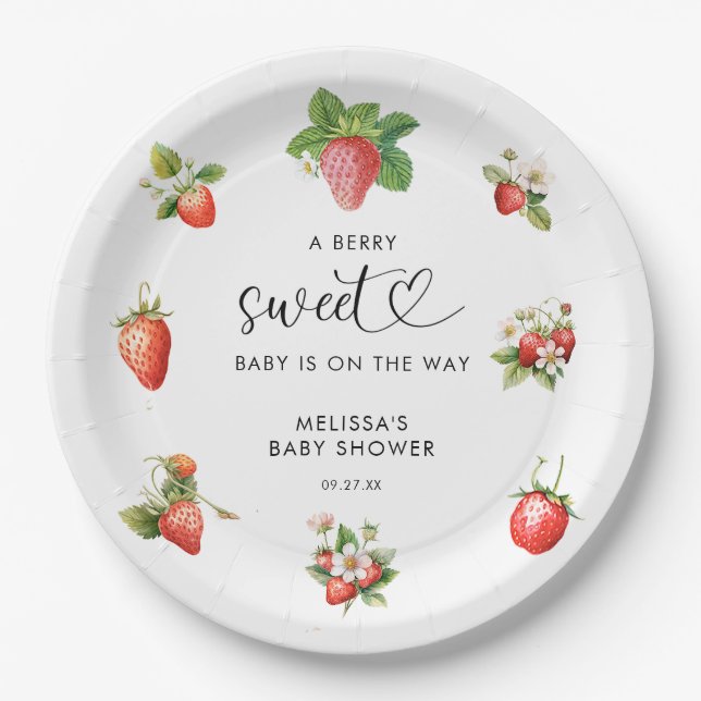 Plato De Papel Fresa Fresa Berry Sweet Baby Shower (Anverso)