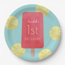 Plato De Papel Fresa Lemonade Popsicle Chica