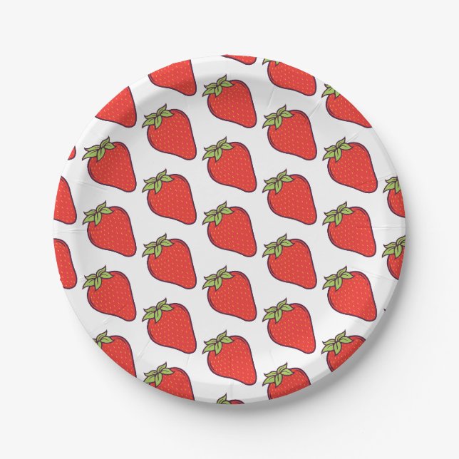 Plato De Papel Fresa Personalizable (Anverso)
