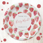 Plato De Papel Fresa personalizada<br><div class="desc">Fresa dulce,  dulce y moderna a base de agua Gracias Berry Mucho diseño. Personalizar el texto y cambia el nombre para que se ajuste a tu celebración. Arte original de Nic Squirrell</div>