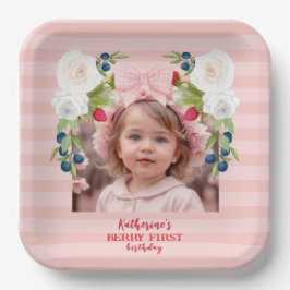 Plato De Papel Fresa primer signo de bienvenida de Berry Sweet Bi