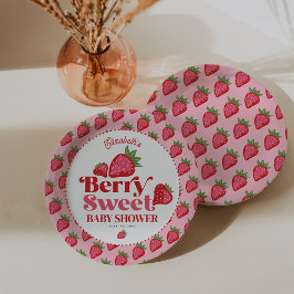 Plato De Papel Fresa Red Pink Berry Sweet Baby Shower